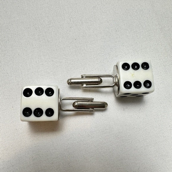 White Dice Cuff Links - Picture 4 of 4